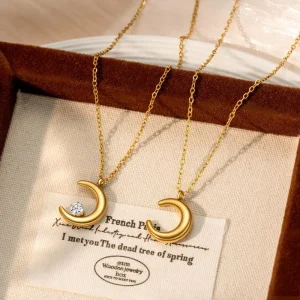 Moon Charms Necklaces 18k Gold Filled Waterproof Non Tarnish Jewelry Versatile Fashion Necklace Woman TGXL10517