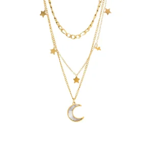 Moon Fashion Necklaces Gold Plated Layered Chain Necklace Costume Jewellery Jewelry for Women