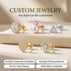 Mosen REACH Compliant Metal Stud Earrings Bulk Trendy Cubic Zirconia Pearl Flower Triangle Ear Jewelry Manufacturer