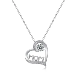 Mother Day Fashion Love Heart Necklaces for Mother Moissanite Diamond Charms Pendant Sterling Silver Mom Necklace