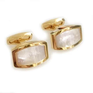 Mother Pearl Shell Gold Color Elegant Cufflinks Custom Men Suit Shirt Fashion Accessory Wedding Tuxedo Trendy Jewelry