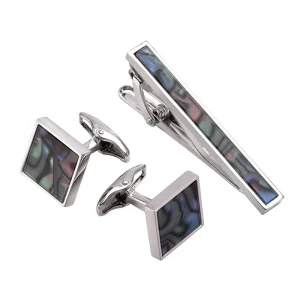 Mother Pearl Stone Premium Cufflinks Tie Clips Gift Set Custom Men Suit Shirt Fashion Accessory Wedding Tuxedo Jewelry