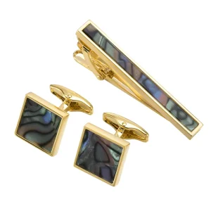 Mother of Pearl Abalone Shell Natural Stone Cuff Links Tie Pin Custom Men Suit Shirt Tie Bar Wedding Cufflink Tie Clip