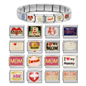 Mother’s Day Mom’s Gift Italian Charms Link Fit 9mm Stainless Steel Bracelet DIY Making for Women Jewelry