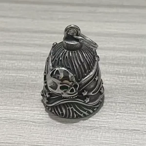Motorcycle Guardian Bell Keychain with American Flag Skull Design Stainless Steel Biker Lucky Charm