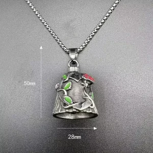 Motorcycle Guardian Bell Stainless Steel Winged Figure Design Vintage Punk Biker Lucky Riding Charm Supply