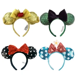 Mouse Ears Headband Shanghai Amusement Parks Minnie Leather Headband Hairband Sequin Bow Party Hair Accessories