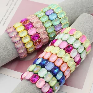 Moyamiya TikTok Exclusive Mocha Color Crystal Macaron Enamel Alloy Bracelet European American Hot-Selling Gift