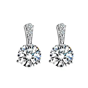 Moyu Jewelry Minimalist Luxury 925 Sterling Silver Cubic Zirconia Fine Stud Earrings For Women