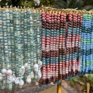 Multi Color Beaded Necklace Natural Stone Beads with Glass Seed Beads Spacer Beaded Necklaces for Women Men