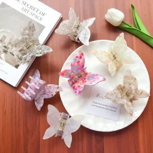 Multi Colors Lovely Women Hair Accessories Fashion Acetate Butterfly Hair Claw Clips for Girls
