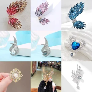Multi Style Fashion Luxury Vintage Brooches Original Design Wings Heart Pattern Accessories Safety Pins Jewelry Women