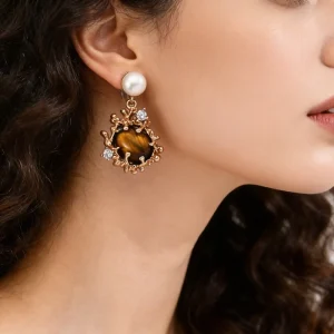 Multi color Lace Stud Earrings for Women Luxury and Sophisticated Trendy Tai Silver Bezel Setting Wedding & Party Jewelry