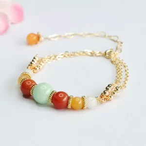 Multi colors Myanmar Jade Chain Link Bracelets Triple Layors Real Stone Jade Bracelets Fashion Jewelry Burma Jadeite Bracelets