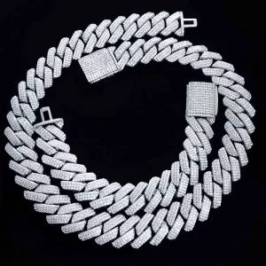Multi row Moissanite Diamond Cuban Necklace 925 Sterling Silver D VVS Moissanite Cuban Chain Miami Chain Fashion Hip Hop Jewelry