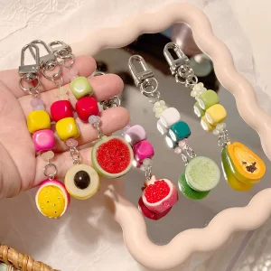 Multicolor Beaded Fruit Keychain Decorative Bag Charm