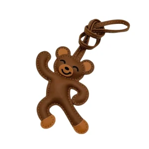 Multicolor Cute Bear PU Leather Eco Friendly Handmade Keychains with Cartoon Animal Design for Bag Decoration and Gifts