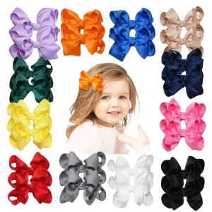 Multicolor Handmade High Quality Grosgrain Bow Ribbon Hair Clips Barrettes Alligator Clip for Toddler Girls Casual Carton
