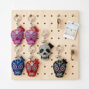 Multicolor Rhinestone Inlaid Punk Keychain Key Ring Bag Charm Unisex Gift for Women Girls