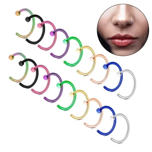 Multicolor Stainless Steel C Shape Nose Ring Hypoallergenic Septum Hoop Piercing Jewelry Lip Cartilage Ear Ring