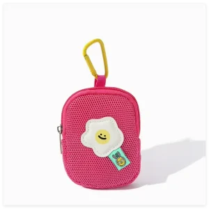 Multifunctional Fashion Earphone Bag Pendant Storage Small Bag Cute Unique Mesh Fabric Flower Keychain Zero Wallet Polyester