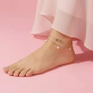 Multilayer Anklet Pearl Crystal Ball Simple Alloy Women’s Anklet