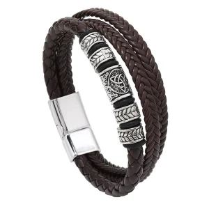 Multilayer Woven Leather Charm Bracelet Classic Fashionable Magnetic Cupping Third Party Certified Accessories for Men