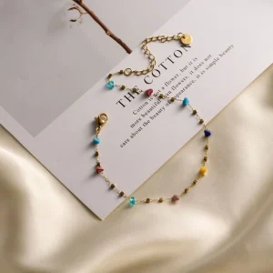 Multiple Styles Available Colorful Natural stone Electroplated Stainless Steel Bracelet Crushed Stones Geometric Non fading