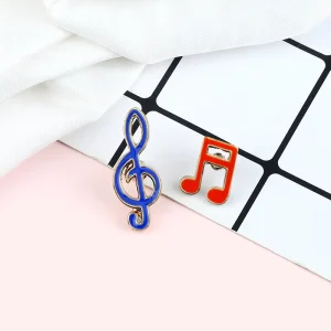 Music Clef Symbol Plated Zinc Alloy Enamel Pins Fashion Cartoon Treble Bass Shirt Denim Jackets for Badge Gifts