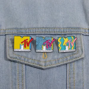 Music Television Brooch Colorful Letter M Shape Metal Badge Clothes Lapel Pin Backpack Accessories