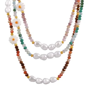 N0555 Fashion Simple Jewelry Beaded Crystal Necklace Pearl Pendant Necklace for Women