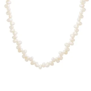 N0692 Fresh Water Pearl Necklace Stainless Steel Beads Chain Necklace for Women