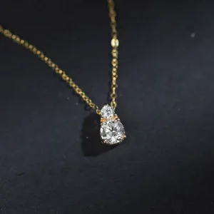 N835 S925 Sterling Silver 18K Gold plated Teardrop shaped Pendant Zircon Fashion Necklace Collarbone Chain