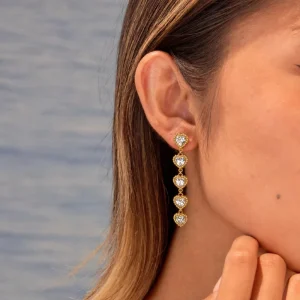 NIMAI Classic CZ Zircon Heart Tassel Drop Earrings 18K Gold Plated Stainless Steel Women’s Anniversary Party Jewelry