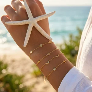 NIMAI Trendy 18K Gold Plated Stainless Steel for Bracelet Anklet Exquisite Butterfly Luxury Charm Fashion Jewelry for