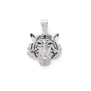 NL2126 Gold Plated Tiger Head Charm Pendant Big Hook Animal Alloy and Rhinestone Jewelry for Gift
