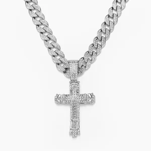 NL2208 Cross Pendant Necklace for Men Hip Hop Cuban Chain Bling Jewelry With Crystal Miami Cuban Chain Fashion Jewelry