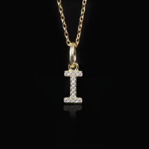 NOVA English Letter I Necklace Gold Plated 925 Sterling Silver Moissanite Inlaid Pendant Punk Style 26 Letter Unisex Sweater