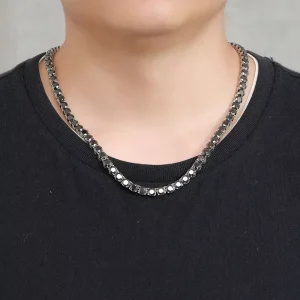 NOVA S925 Silver Black Rhodium Plated Moissanite Hip hop Tennis Chain Necklace Unisex Light Luxury Trendy Simple Elegant