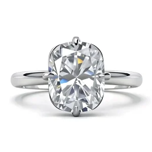 NOVA Unisex 4 Carat Cushion Cut 8×10 Moissanite Prong Set Rhodium Plated Personalized S925 Silver Ring