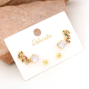 NYH Korean Designer Stud Earrings Bulk Fashion Gold Plated Zircon Statement Earrings Set