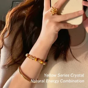 Natural 10mm Citrine & Tiger Eye Bracelet Wealth & Luck Attraction Charm Spiritual Healing Gift for Her Perfect Gift for Her