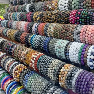 Natural 8mm Round Bead Bracelet Healing Gemstone Yoga Adjustable Bracelet Multi Material Crystal for Women