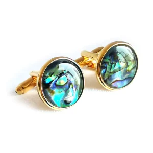 Natural Abalone Shell Mother Pearl Stone Elegant Cufflinks Custom Men Suit Shirt Fashion Accessory Wedding Tuxedo Gift