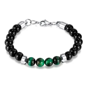 Natural Agate Stone Dream Beaded Stainless Steel Charm Bracelet Fashion Jewelry Unisex