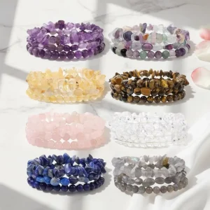 Natural Amethyst Beads Crystal Crafts Chips Gemstones Bracelet Unisex Citrine Bracelet DIY Gift Set Healing Crystal Jewelry