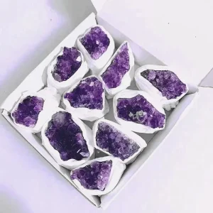 Natural Amethyst Cluster Box Healing Deep Crystal Stone Gift
