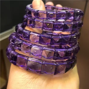 Natural Amethyst Pyramid Manual Women’s Fashion Crystal Bracelet Ornament Birthday Gift