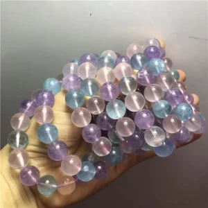 Natural Aquamarine Amethyst Rose Pink Crystal Semi-precious Stone Bracelet Stone Fashion Woman Jewelry