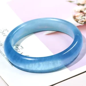 Natural Aquamarine Bracelet With Fine Round Bars and Wide Crystals Paired With Certificates